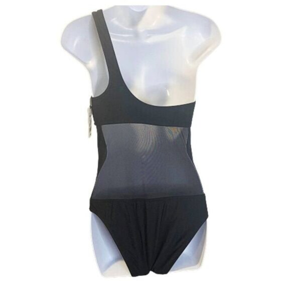 Women's One Piece Swimsuit Mesh‎ Front Asymmetrical One Shoulder Long - Picture 3 of 8
